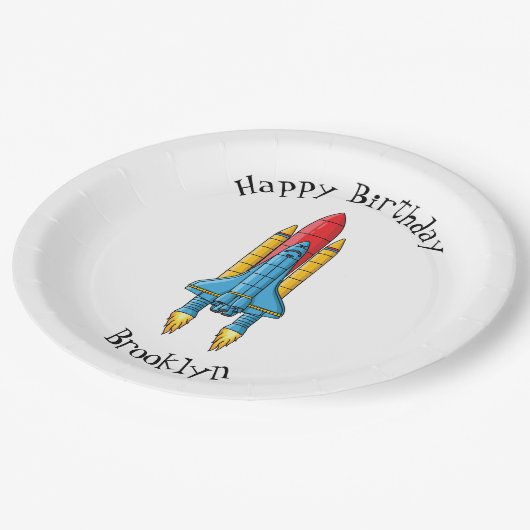 Raketscheepsillustratie cartoon papieren bordje (Gekanteld)