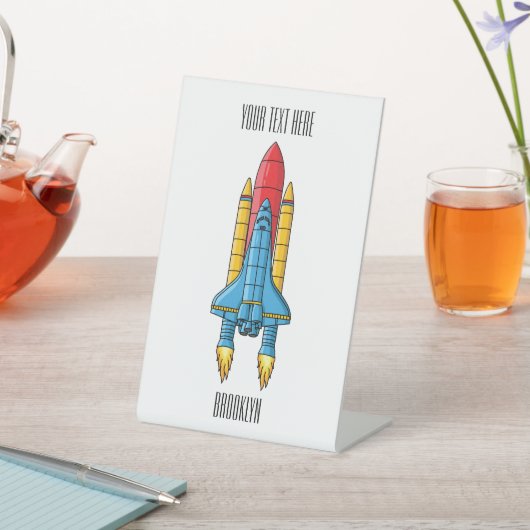Raketscheepsillustratie cartoon reclamebord met voetstuk (Insitu)