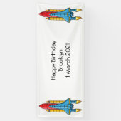 Raketscheepsillustratie cartoon spandoek (Verticaal)