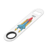 Raketscheepsillustratie cartoon speed flessenopener (Achterkant Gekanteld)