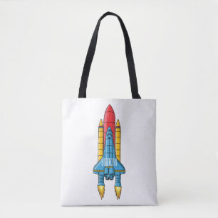 Raketscheepsillustratie cartoon tote bag