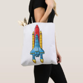 Raketscheepsillustratie cartoon tote bag (Dichtbij)