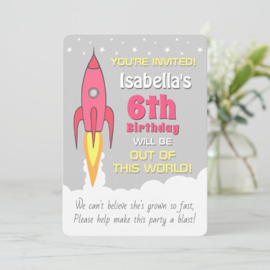 Raketschepen buitenruimtevaart uitnodiging (Staand voorkant)