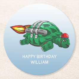 Raketschildpad Ronde Kartonnen Onderzetter