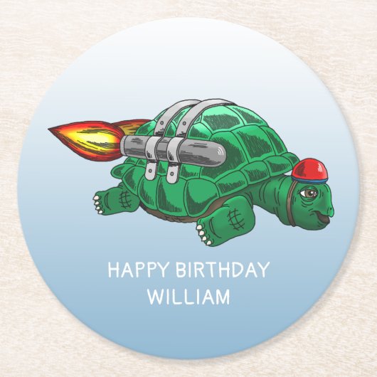 Raketschildpad Ronde Kartonnen Onderzetter (Voorkant)