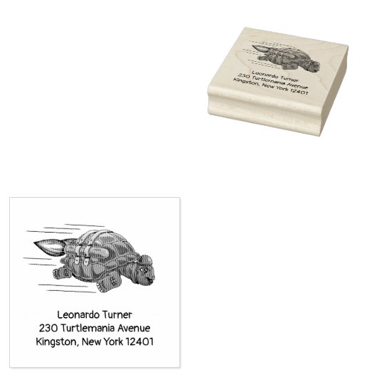 Raketschildpad Rubberstempel (Gestempeld)