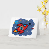 Raketschip 3e verjaardag kaart (Gele Bloem)