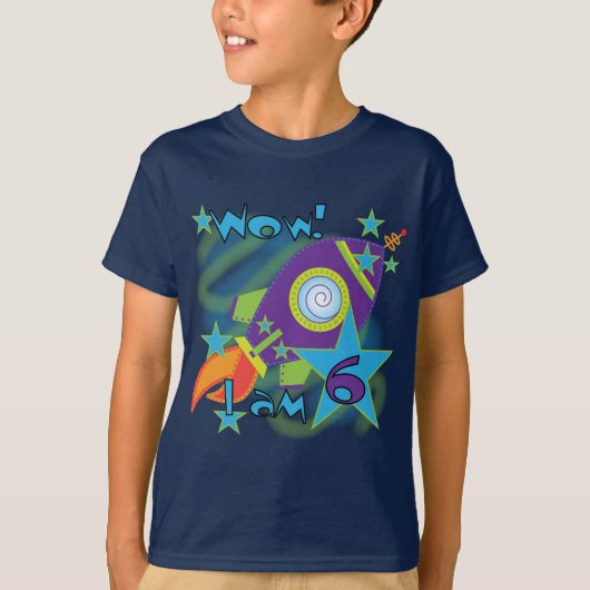 Raketschip 6e verjaardag Tshirts en geschenken (Voorkant)