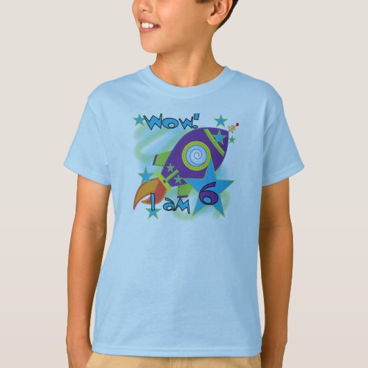 Raketschip 6e verjaardag Tshirts en geschenken (Voorkant)