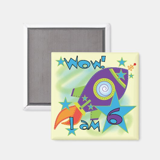 Raketschip 6e verjaardag Tshirts en geschenken Magneet (Voorkant / Achterkant)