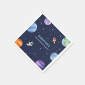 Raketschip Astronaut Verjaardagsfeestje Waterverf Servet (Hoek)