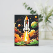 Raketschip buiten ruimte Briefkaart (Staand voorkant)