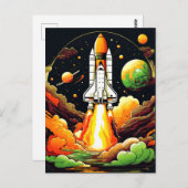 Raketschip buiten ruimte Briefkaart (Voorkant / Achterkant)