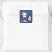 Raketschip Buitenruimte Astronaut Birthday Party Vierkante Sticker (Tas)
