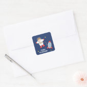 Raketschip Buitenruimte Astronaut Birthday Party Vierkante Sticker (Envelop)