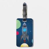 Raketschip buitenruimte bagagelabel (Achterkant verticaal)