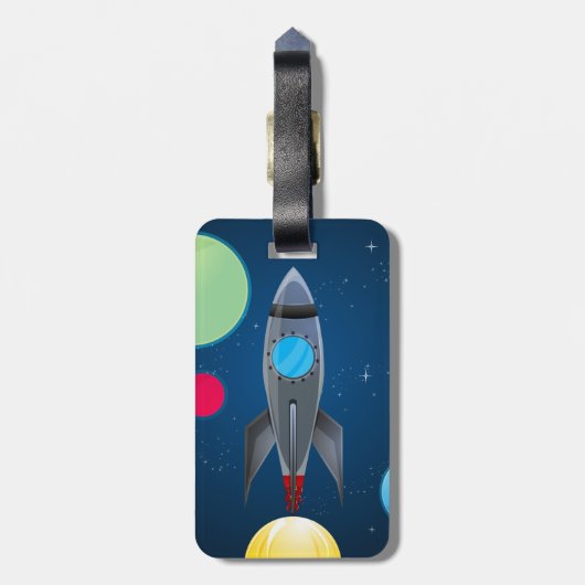 Raketschip buitenruimte bagagelabel (Achterkant verticaal)