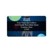 Raketschip buitenruimte etiket (Voorkant)