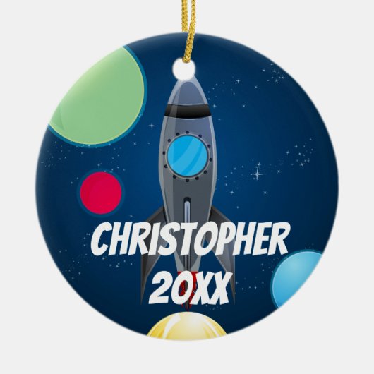 Raketschip buitenruimte keramisch ornament (Voorkant)