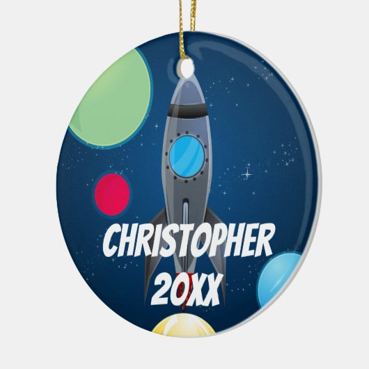 Raketschip buitenruimte keramisch ornament (Links)