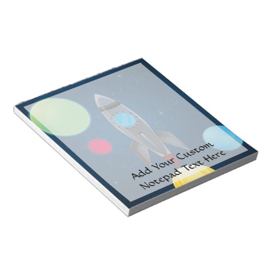 Raketschip buitenruimte notitieblok (Schuin)