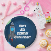 Raketschip buitenruimte papieren bordje (Feest)