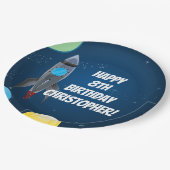 Raketschip buitenruimte papieren bordje (Gekanteld)