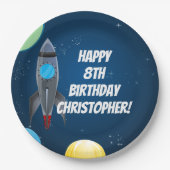Raketschip buitenruimte papieren bordje (Voorkant)
