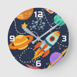 Raketschip Buitenruimte Planeten Astronaut Kinderk Ronde Klok