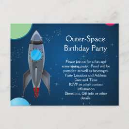 Raketschip buitenruimte uitnodiging briefkaart