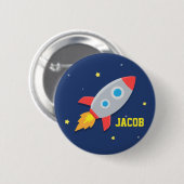 Raketschip, buitenruimte, voor jongens ronde button 5,7 cm (Voorkant /achterkant)