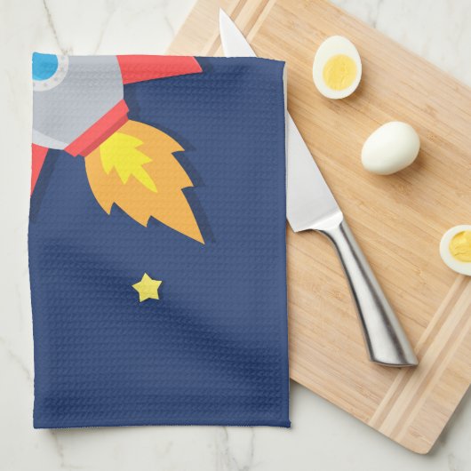 Raketschip, buitenruimte, voor jongens theedoek (Quarter Fold)