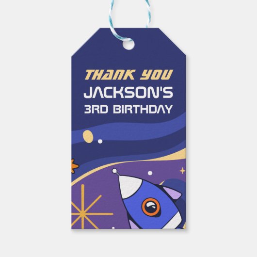 Raketschip buitenruimteschepen zopende zalen cadeaulabel (Voorkant)