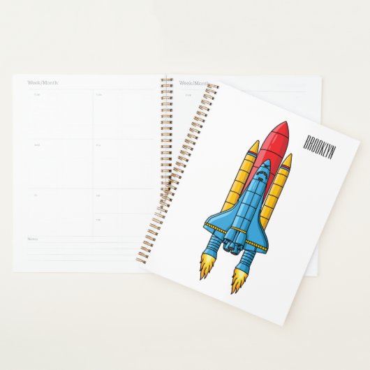 Raketschip cartoon illustratie planner (Display)