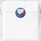 Raketschip Dank je wel Ronde Sticker (Tas)