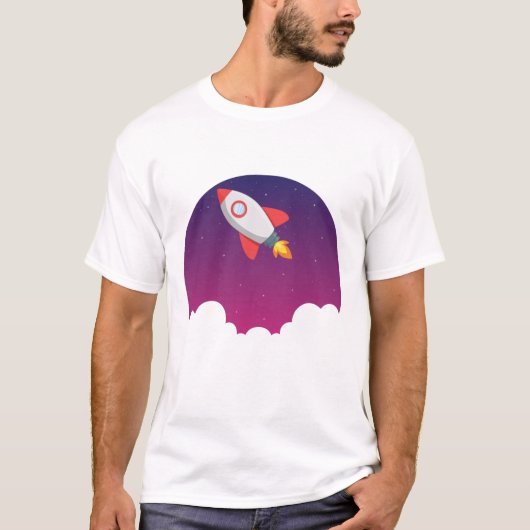 Raketschip dat naar de Mannen sterrenhemel vliegt T-shirt (Voorkant)