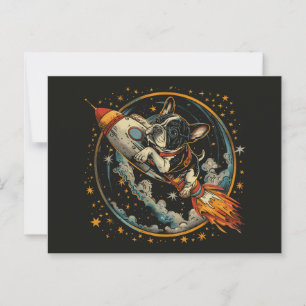 Raketschip Franse Bulldog Astronaut Briefkaart