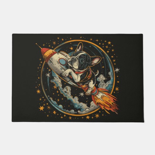 Raketschip Franse Bulldog Astronaut Deurmat (Voorkant)