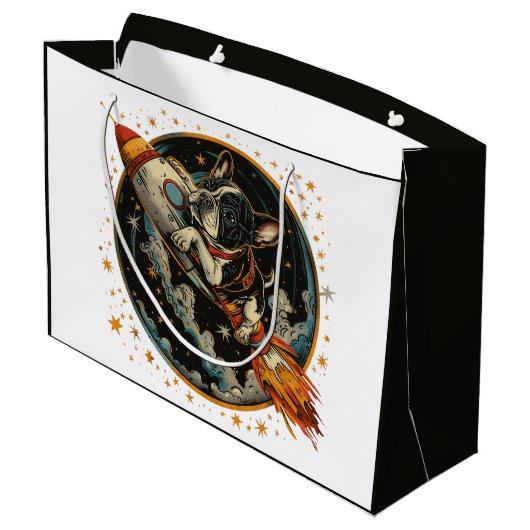 Raketschip Franse Bulldog Astronaut Groot Cadeauzakje (Achterkant Gekanteld)