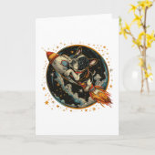 Raketschip Franse Bulldog Astronaut Kaart (Gele Bloem)