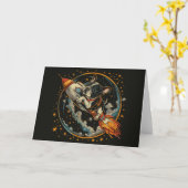 Raketschip Franse Bulldog Astronaut Kaart (Gele Bloem)