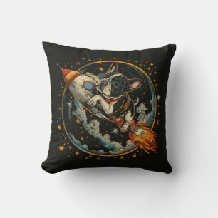 Raketschip Franse Bulldog Astronaut Kussen