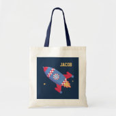 Raketschip gecontroleerd, ruimte buiten, voor jong tote bag (Voorkant)