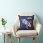 Raketschip geruit, ruimte, kinderkamer decor kussen (Stoel)