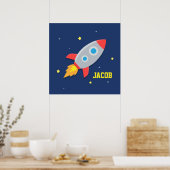 Raketschip in de buitenruimte kinderkamer decor po poster (Keuken)