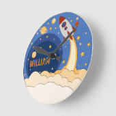 Raketschip in ruimtecuut, speciaal verzorgd ronde klok (Hoek)