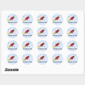 Raketschip met spreuk ronde sticker (Vel)