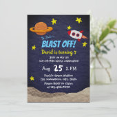 Raketschip op zaterdag in ruimte kaart (Staand voorkant)