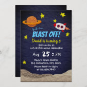 Raketschip op zaterdag in ruimte kaart (Voorkant / Achterkant)