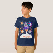 Raketschip Planets UFO en Astronaut Space Boys T-shirt (Voorkant volledig)